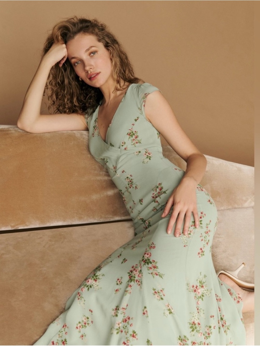 NWT Reformation Baden Dress - Hampstead-6 Green Floral Midi - Picture 6 of 8